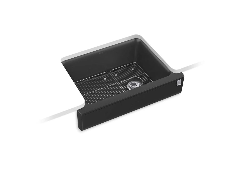 KOHLER Cairn 29-3/4" undermount single-bowl farmhouse kitchen sink, short apron K-25785