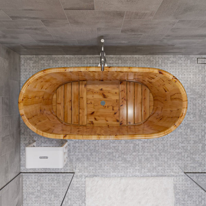 ALFI brand 63'' Free Standing Cedar Wooden Bathtub AB1105