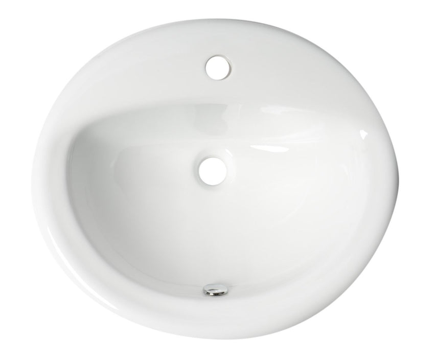 ALFI brand White 21" Oval Drop In Ceramic Sink, Faucet Hole ABC802