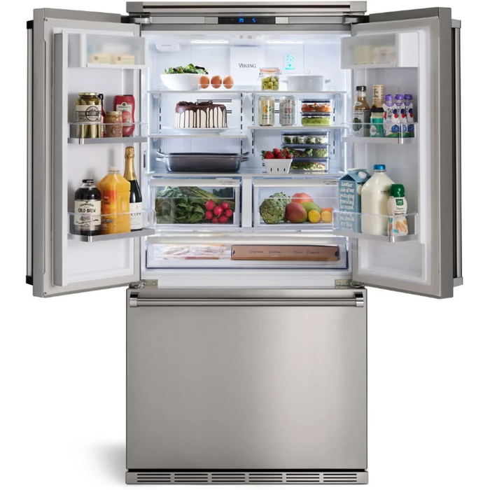 Viking® 3 Series 36" Stainless Steel Counter Depth Freestanding French Door Refrigerator RVFFR336SS