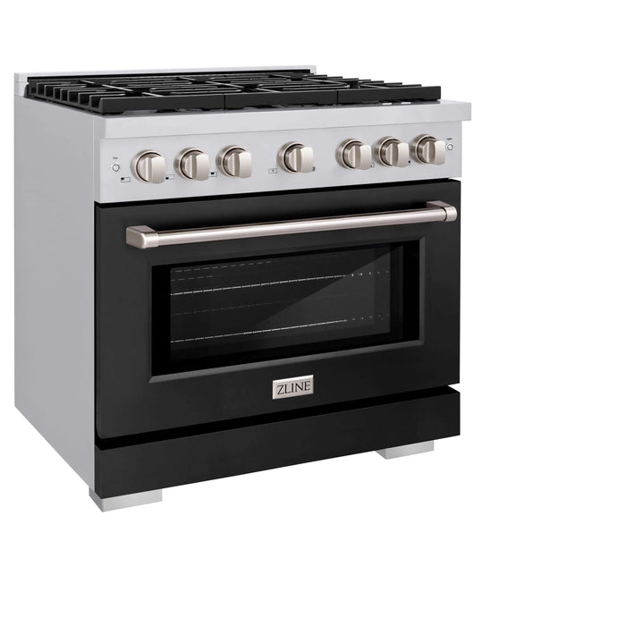 ZLINE 36"Paramount Dual Fuel Range Stainless Steel, Black Matte, SDR-BLM-36