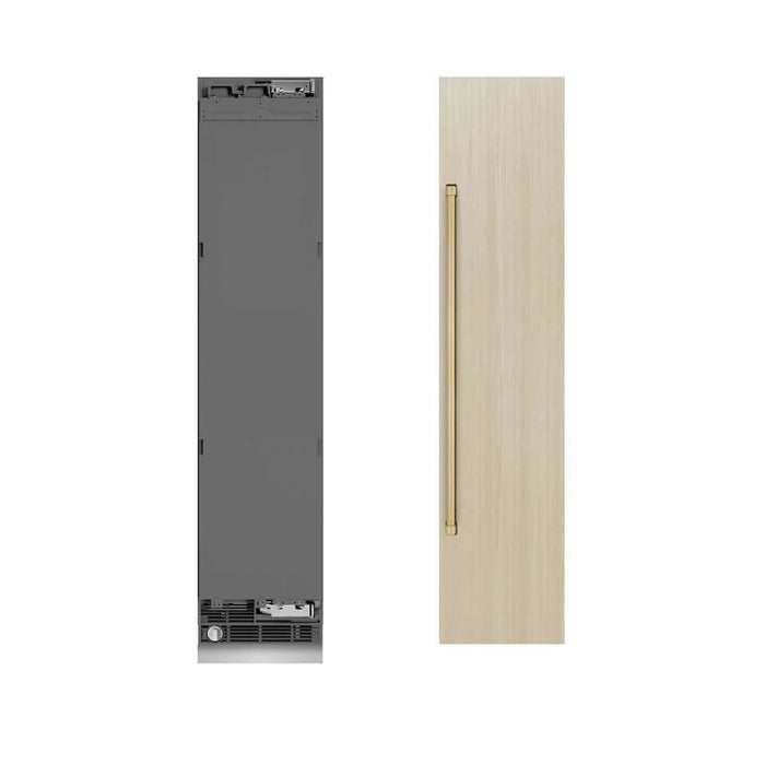 ZLINE 18" Panel Ready Right Hinge Column Freezer, Graphite Gray Interior  Champagne Bronze RBCFVRZ-18-CB