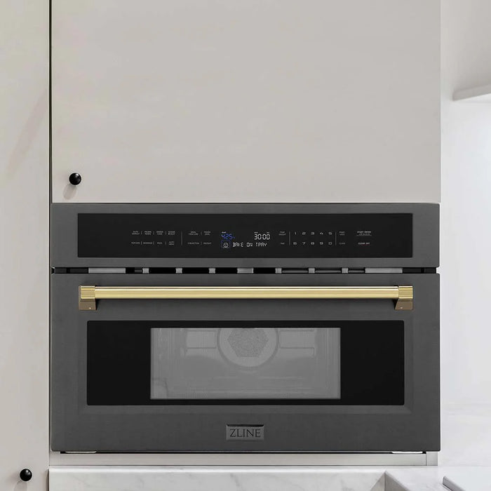 ZLINE 30” Convection Microwave, Black Stainless, Gold MWOZ-30-BS-G