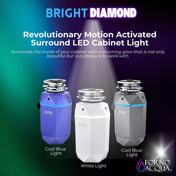 FORNO ACQUA BrightDiamond 1HP Super Quiet Garbage Disposal Motion Sensor WDD100TA1BO