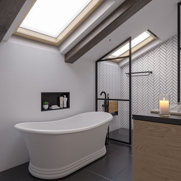 ALFI brand 67" White Matte Pedestal Solid Surface Resin Bathtub AB9950