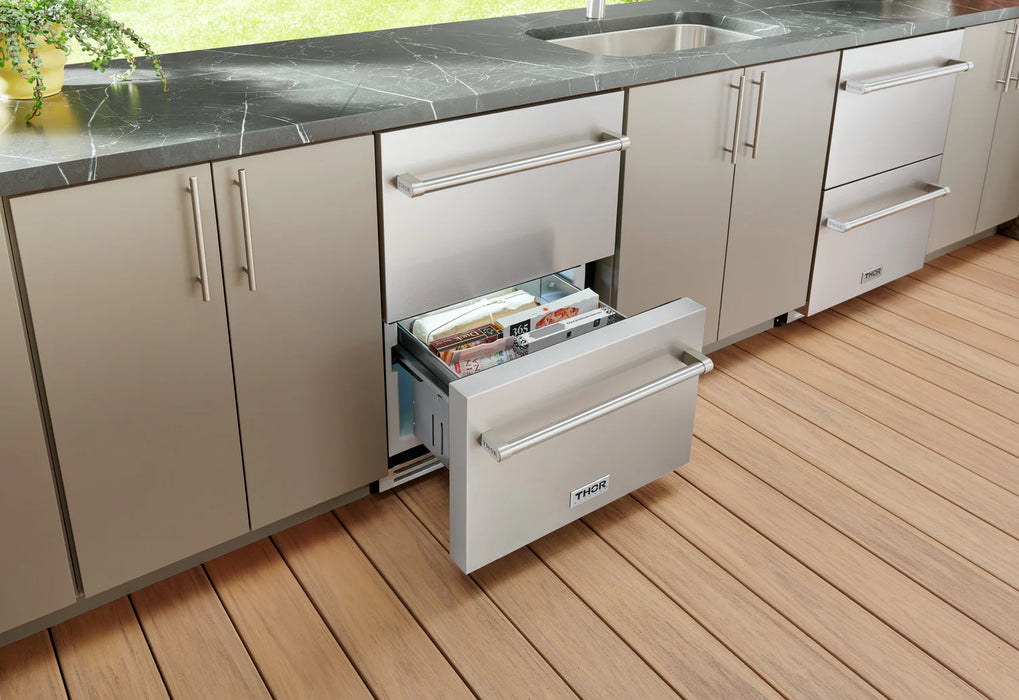 THOR Kitchen 24" Indoor or Outdoor Professional Freezer Drawer - Interior View