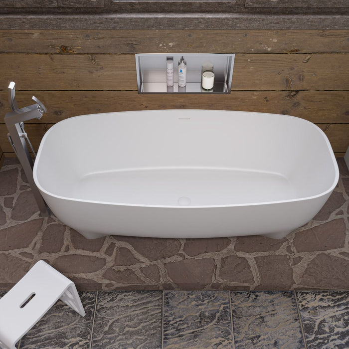 ALFI brand 67" White Matte Solid Surface Resin Bathtub AB9980