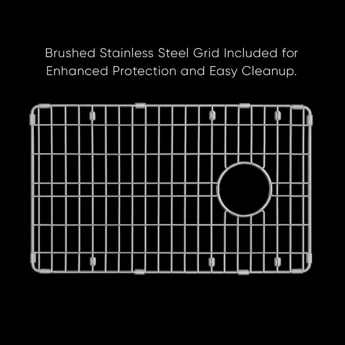 Whitehaus 31" Undermount Fireclay Kitchen Sinks, Stainless Steel Grid WHUF3119