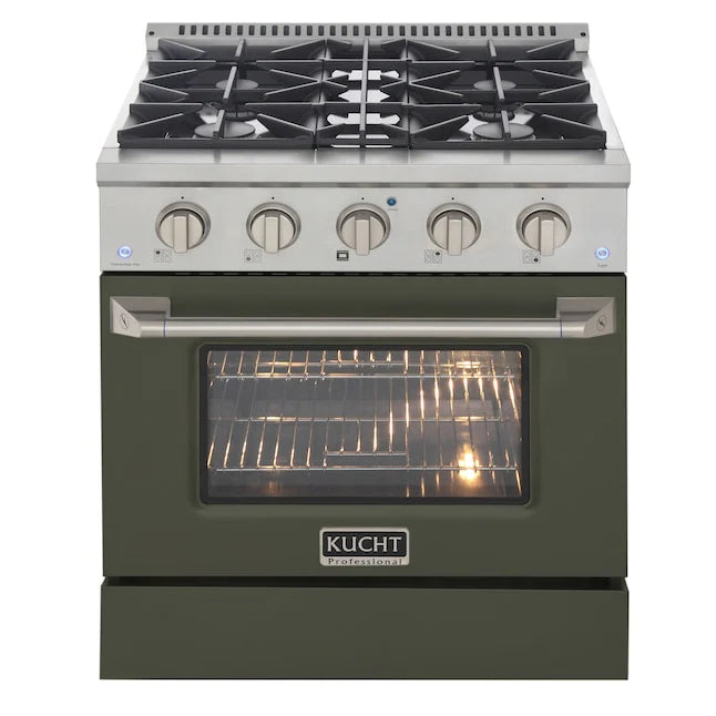 Kucht 30" Propane Range, Stainless Steel, Olive Green Oven Door, KNG301/LP-OG