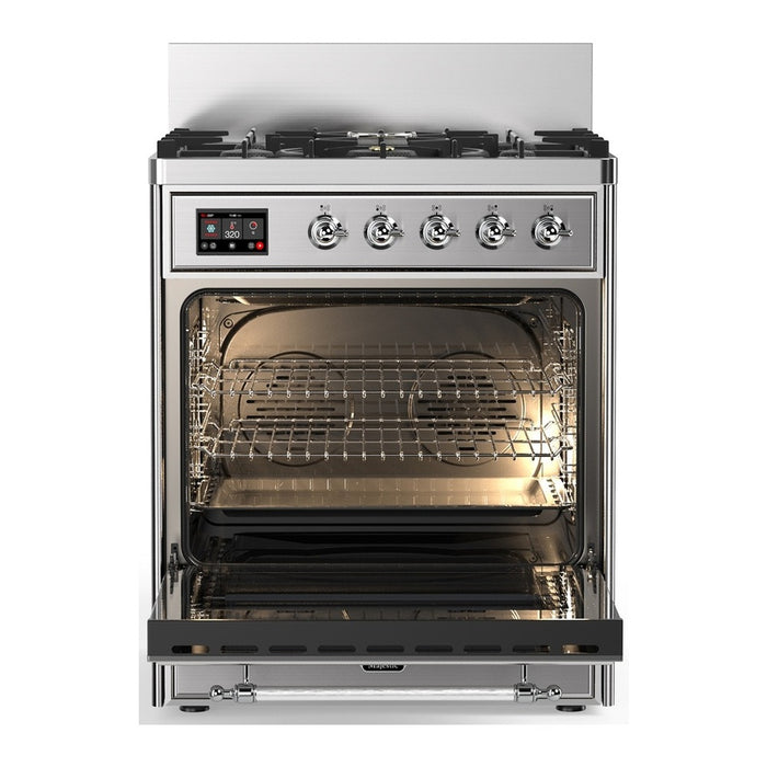 ILVE Majestic III 30" Dual Fuel Range Stainless Steel Chrome Trim UM30NR3SSC