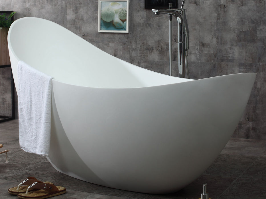 ALFI brand 73" White Solid Surface Smooth Resin Soaking Slipper Bathtub AB9951