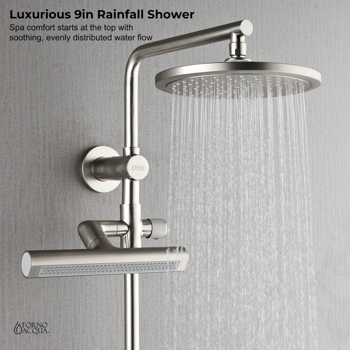 Forno Acqua AcquaFALL Shower, Overhead Rainfall Shower, Handheld Shower Head SCW1BN-S2