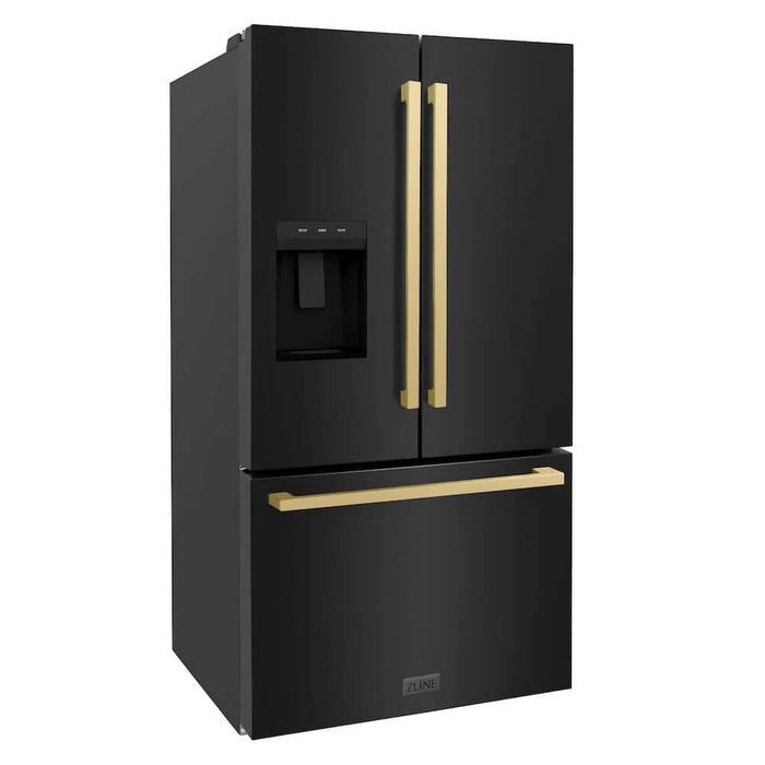 ZLINE 36" Refrigerator, Water, Ice Dispenser, Black Stainless, RSMZ-W36-BS-FCB