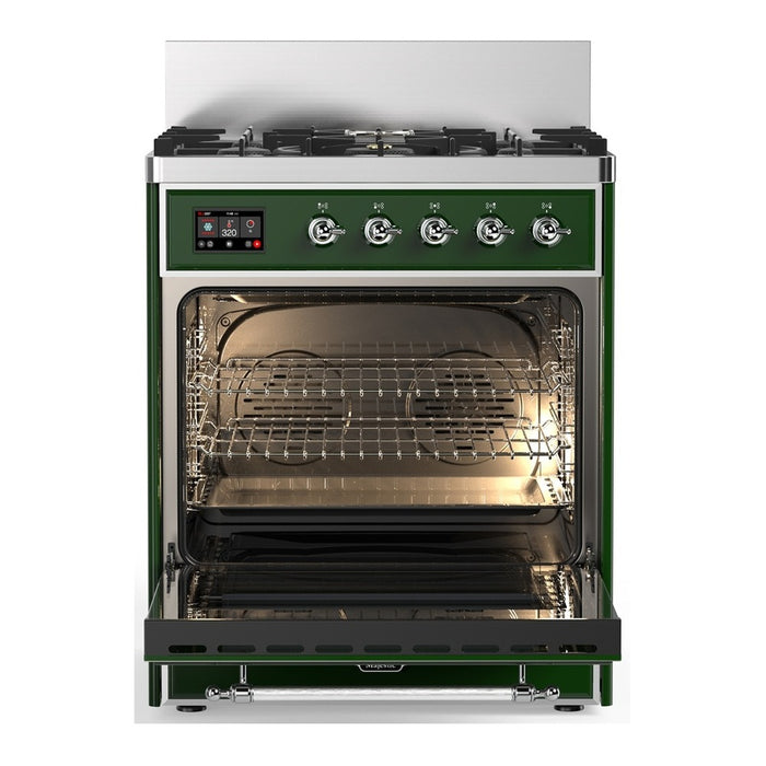 ILVE Majestic III 30" Dual Fuel Range, Emerald Green Chrome Trim UM30QNR3EGC