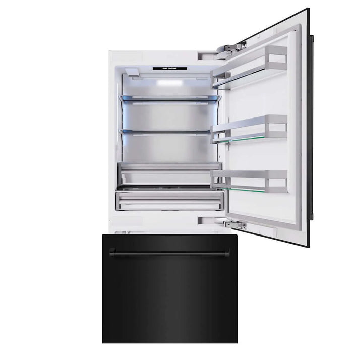ZLINE 36" Built-In Bottom Freezer Refrigerator, Water Dispenser, Ice Maker, Black Stainless Steel, RBIT-BS-36