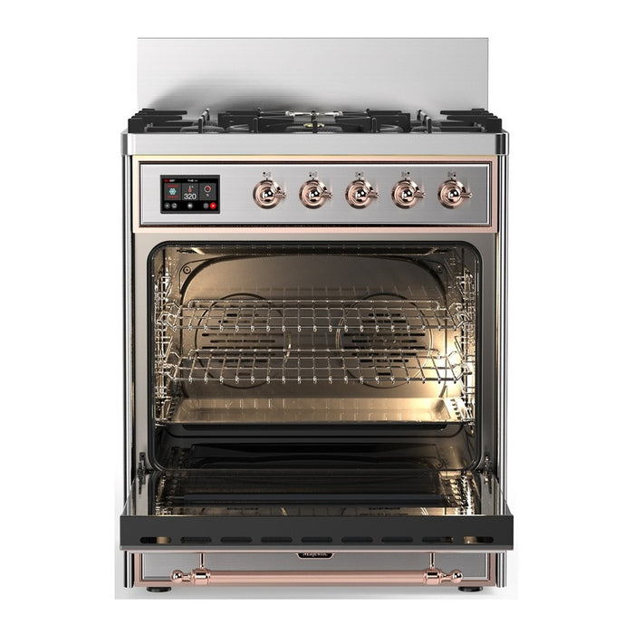 ILVE Majestic III 30"Dual Fuel Range Stainless Steel Copper Trim UM30NR3SSP