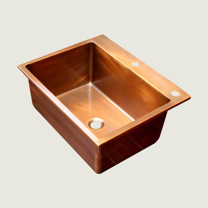 Nauxus Custom Handcrafted Drop-in Copper Kitchen Sink , With Kitchen Basket Stainer , DPIK01-NX