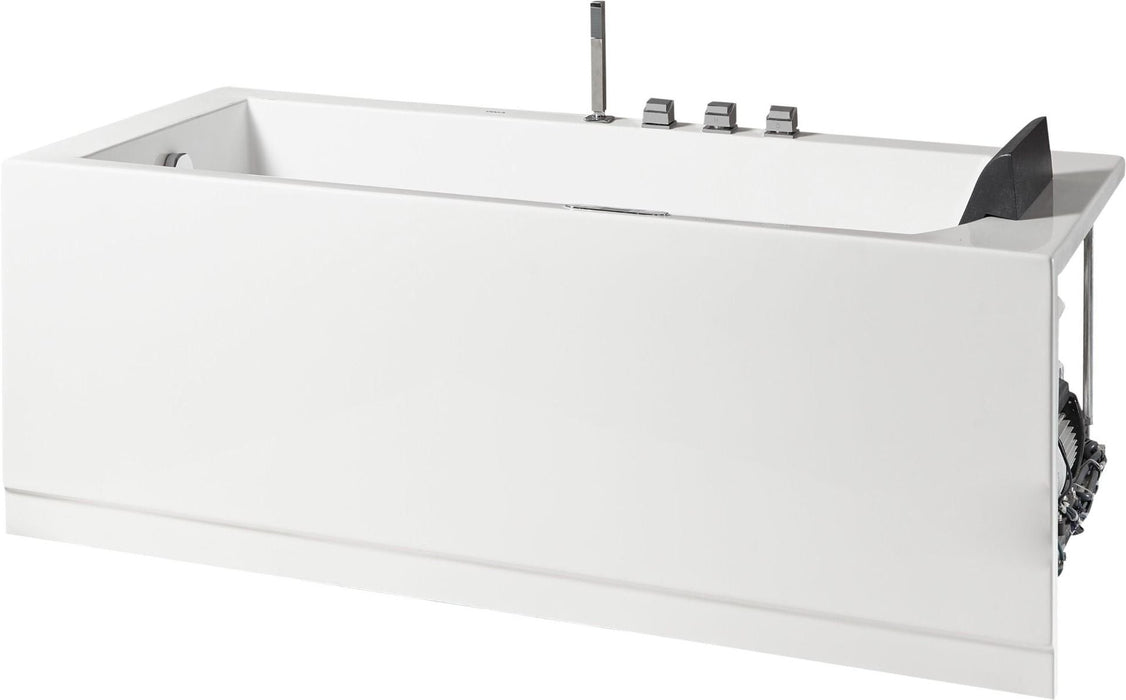 EAGO 5 ft Acrylic White Rectangular Whirlpool Bathtub, Fixtures AM154ETL-L5
