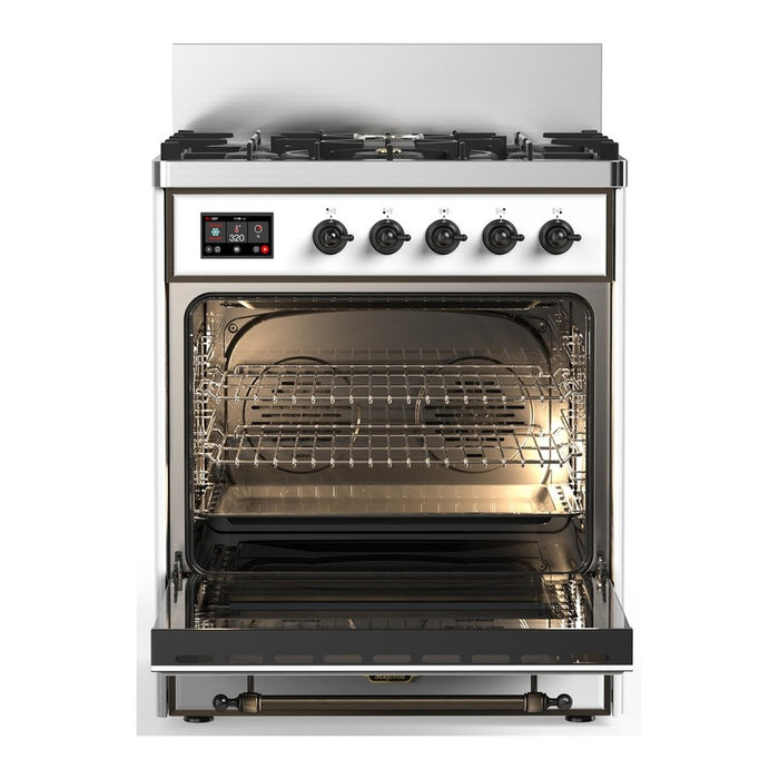ILVE Majestic III 30" Dual Fuel Range, White Burnished Trim UM30QNR3WHB