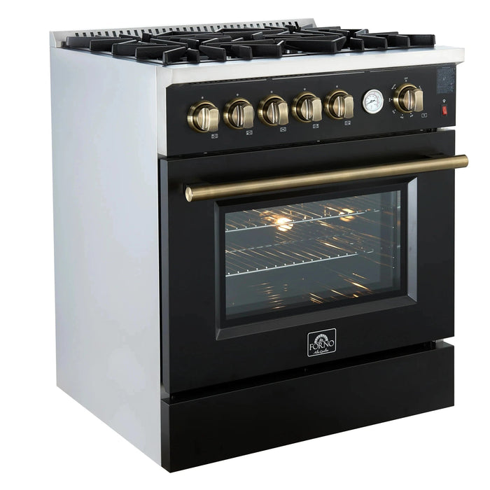 FORNO Giovanni 30" Gas on Gas Range FFSGS6274-30BLK