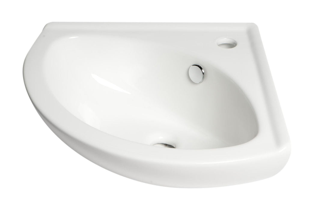 ALFI brand White 22" Corner Wall Mounted Ceramic Sink, Faucet Hole ABC120