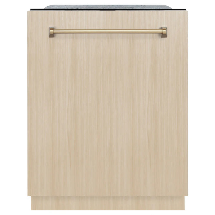 ZLINE Autograph Edition 24" Tall Tub Dishwasher, Custom Panel Ready, Champagne Bronze Handle DWMTZ-24-CB