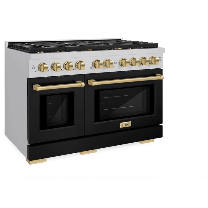 ZLINE 48"Paramount Dual Fuel Range Black Matte Champagne Bronze SDRZ-BLM-48-CB