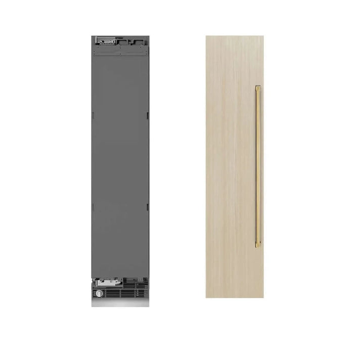 ZLINE 18" Panel Ready Left Hinge Column Freezer, Graphite Gray Interior  Polished Gold RBCFVLZ-18-G
