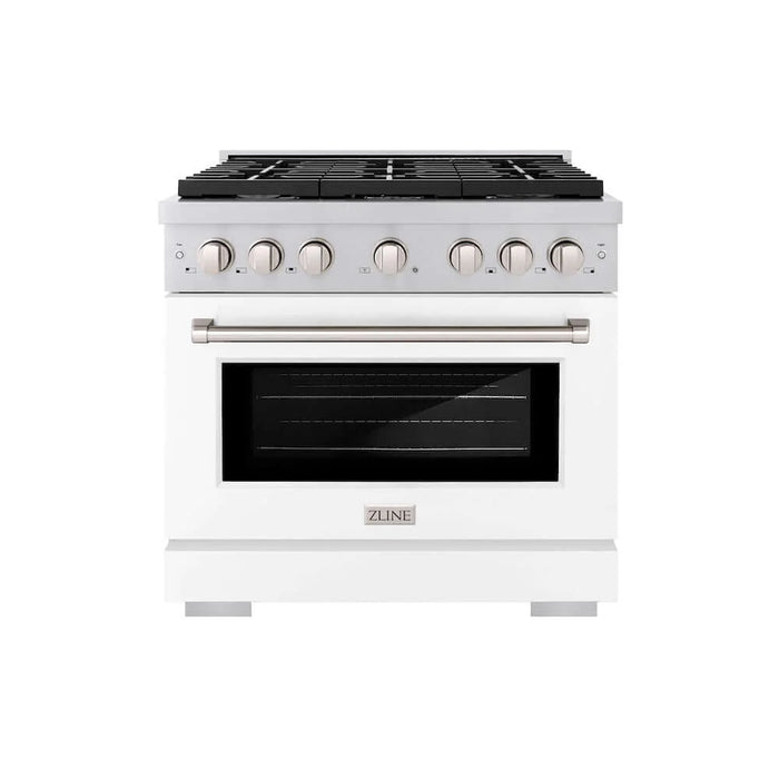 ZLINE 36 In. Gas Range, Stainless Steel, White Matte, SGR-WM-36