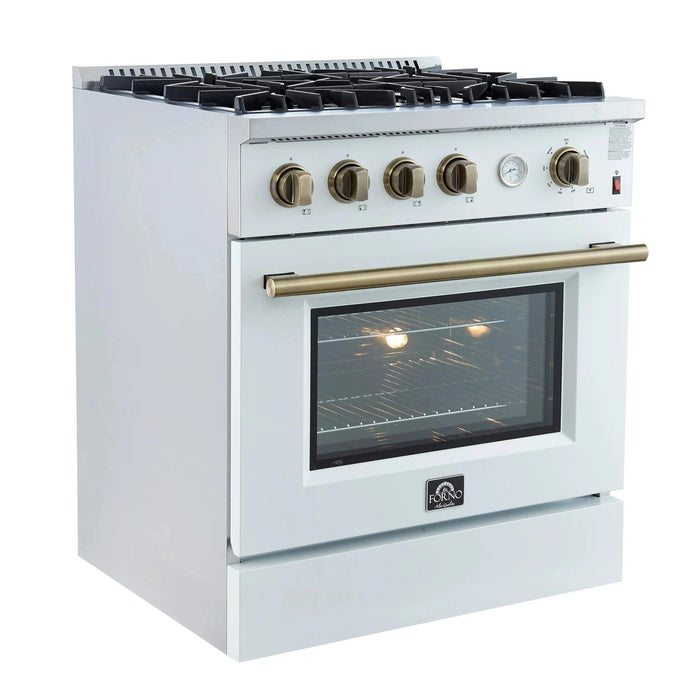 FORNO Marco 30" Gas on Gas Range FFSGS6277-30WHT
