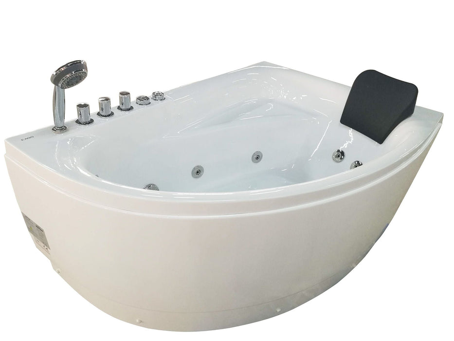 EAGO  59" Single Person Corner White Acrylic Whirlpool Bath Tub AM161-L