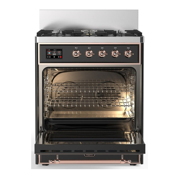 ILVE Majestic III 30" Dual Fuel Range, Matte Graphite Copper Trim UM30QNR3MGP