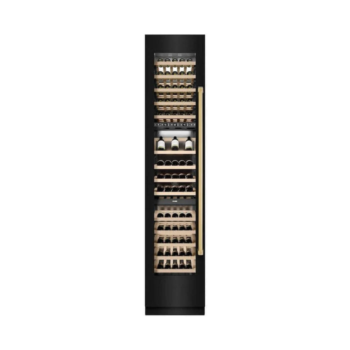 ZLINE 18"Triple Zone 68 Bottle Left Hinge Column Wine Cooler, Black Stainless Steel Polished Bronze RCWVLZ-BS-18-G