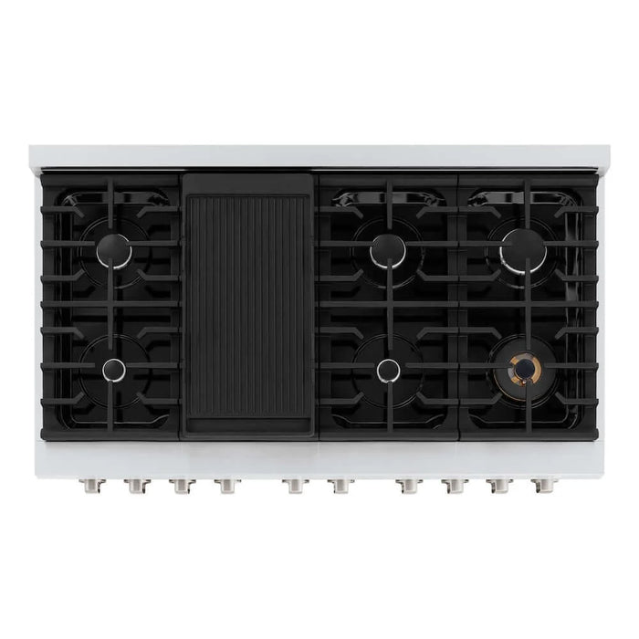 ZLINE 48 In. Gas Range, Stainless Steel, White Matte, SGR-WM-48