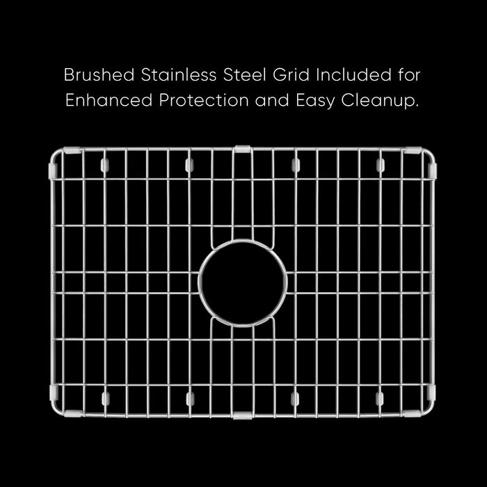 Whitehaus 28" Undermount Fireclay Kitchen Sinks, Stainless Steel Grid WHUF2819