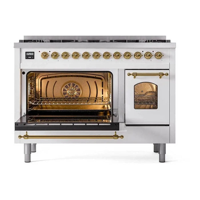 ILVE Nostalgie II Limited Edition 48" Liquid Propane Dual Fuel Range White UP488NMPWHGLP