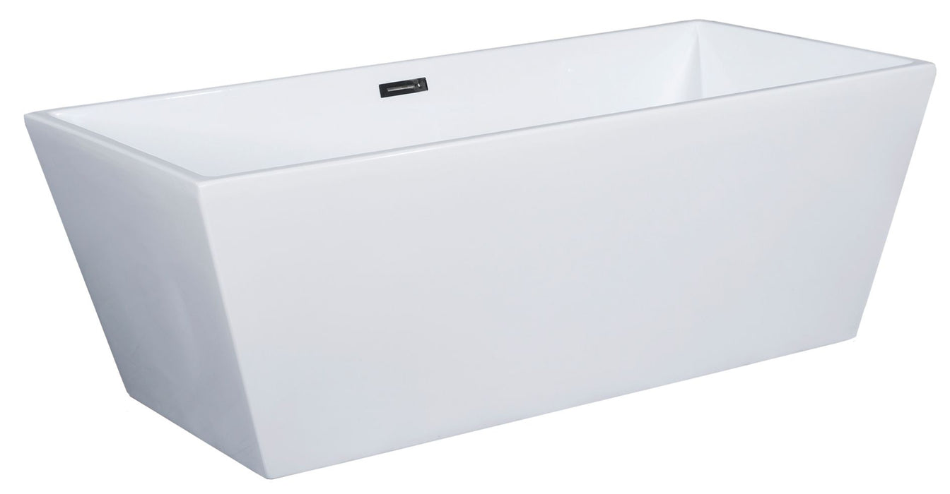 ALFI brand 59" White Rectangular Acrylic Free Standing Soaking Bathtub AB8833