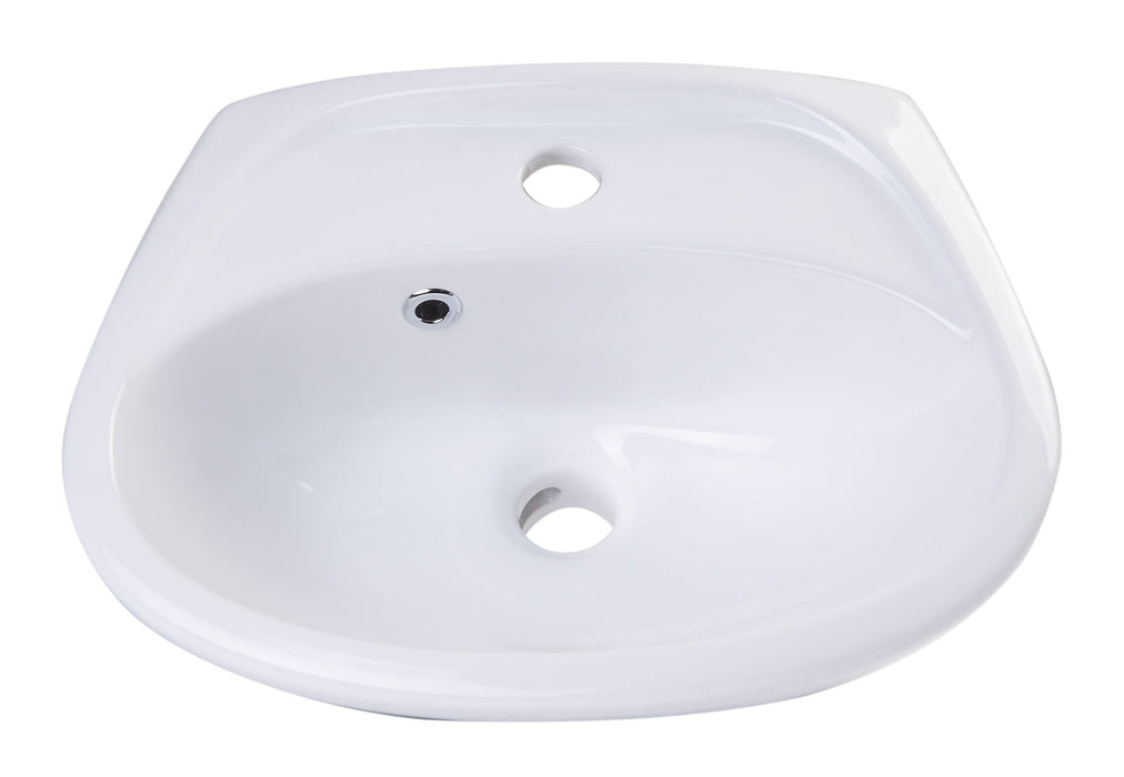 ALFI brand 17 1/4" White Rounded Porcelain Wall Mount Bathroom Sink Basin AB106