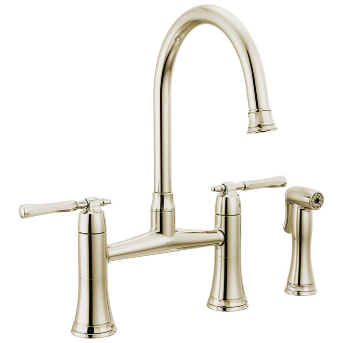 Brizo Tulham Bridge Kitchen Faucet, Side Sprayer 62558LF