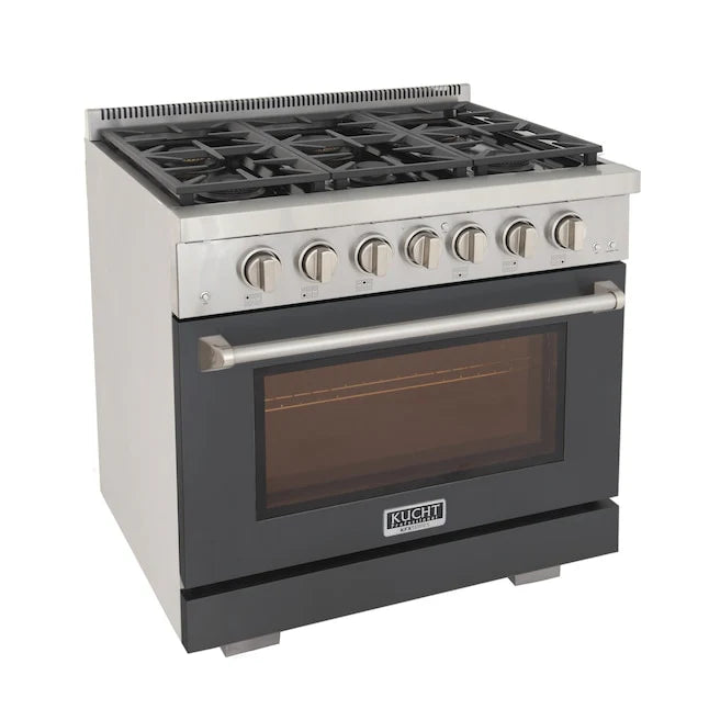 Kucht 36" Professional Gas Range, 6 Burners, Grill/Griddle, KFX360-GY