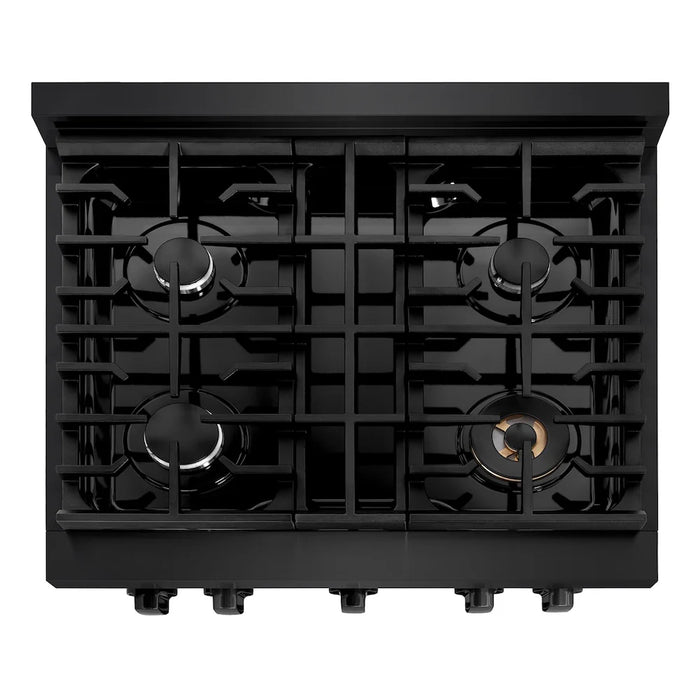 ZLINE 30"Paramount Dual Fuel Range Black Stainless Steel, SDRB-30