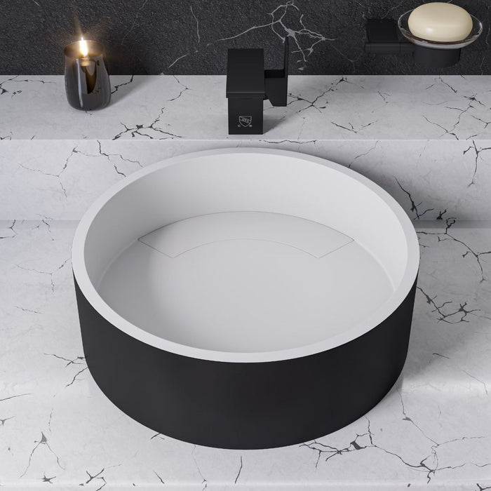 ALFI brand Black Matte 15" Round Solid Surface Resin Sink ABRS15RBM