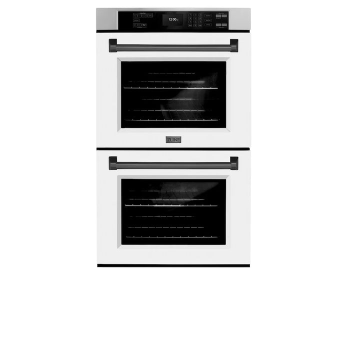 ZLINE 30"Professional True Convection Double Wall Oven, Air Fry, Self Clean, White Matte, Matte Black WADZ-WM-30-MB