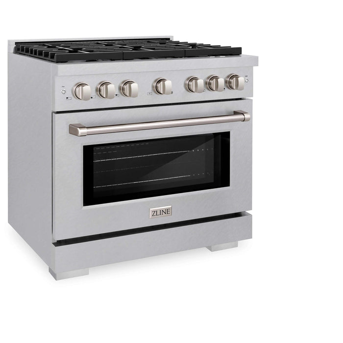 ZLINE 36"Paramount Dual Fuel Range DuraSnow® Brass Burners SDRS-BR-36