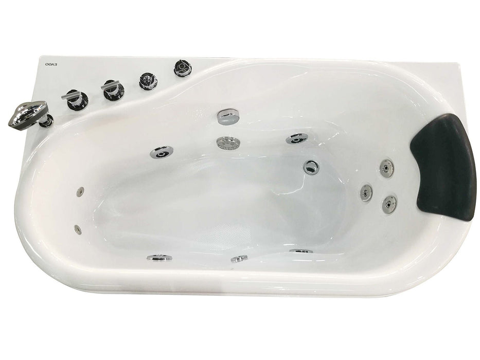 EAGO 57'' White Acrylic Jetted Whirlpool Bathtub, Fixtures AM175-L