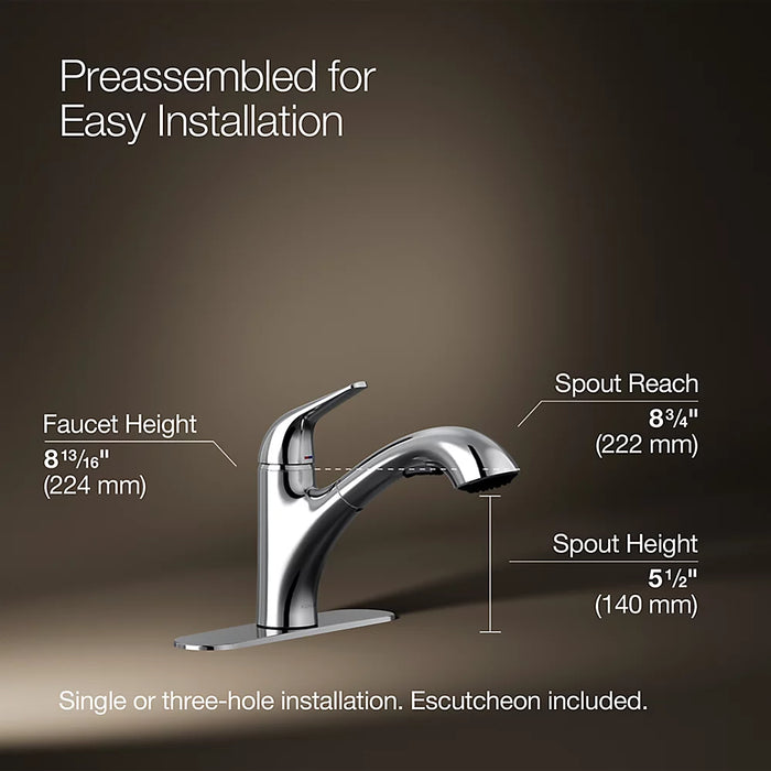 KOHLER Jolt Pull-out kitchen sink faucet, two-function sprayhead K-30612