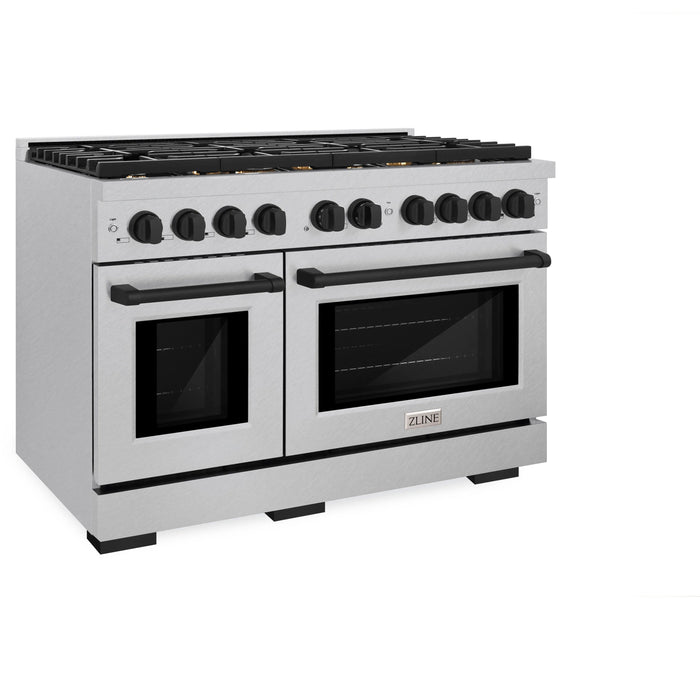 ZLINE 48"Paramount Dual Fuel Range DuraSnow® Matte Black SDRSZ-48-MB