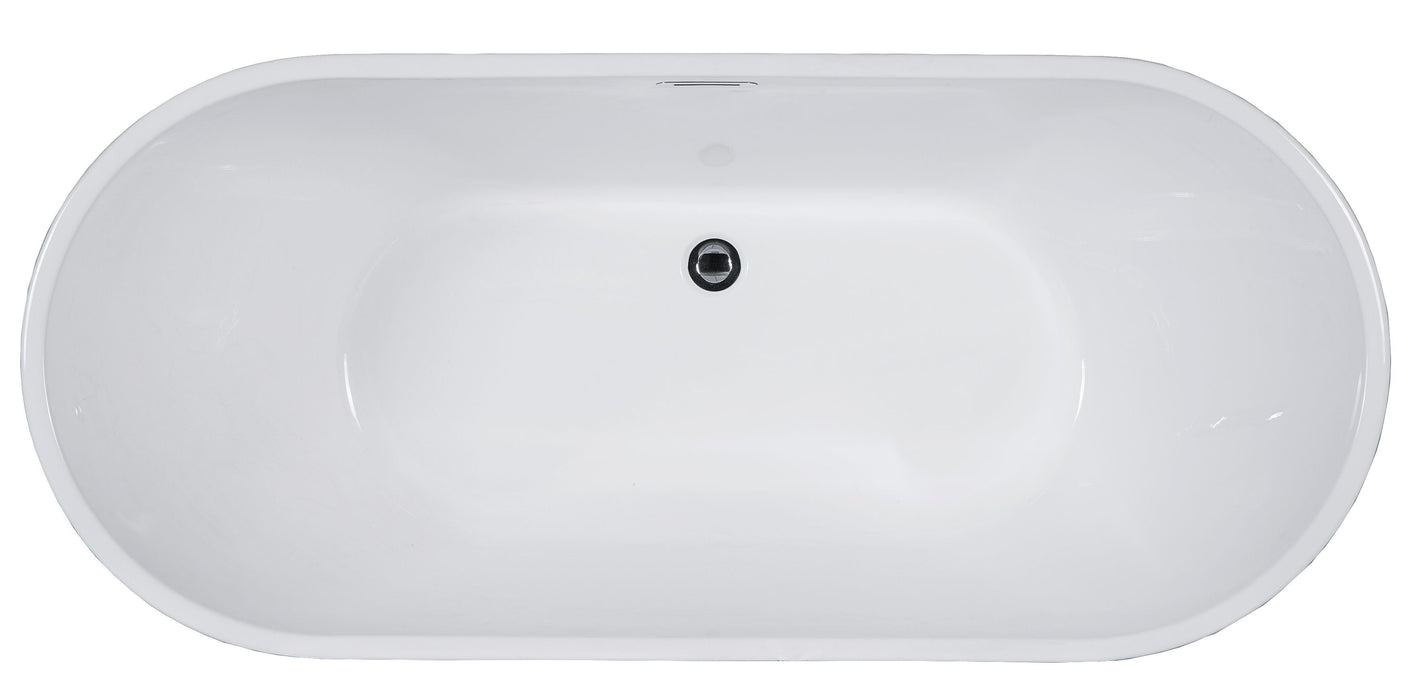 ALFI brand 59" White Oval Acrylic Free Standing Soaking Bathtub AB8838