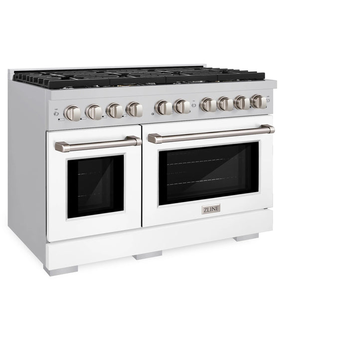 ZLINE 48"Paramount Dual Fuel Range Stainless Steel, White Matte, SDR-WM-48