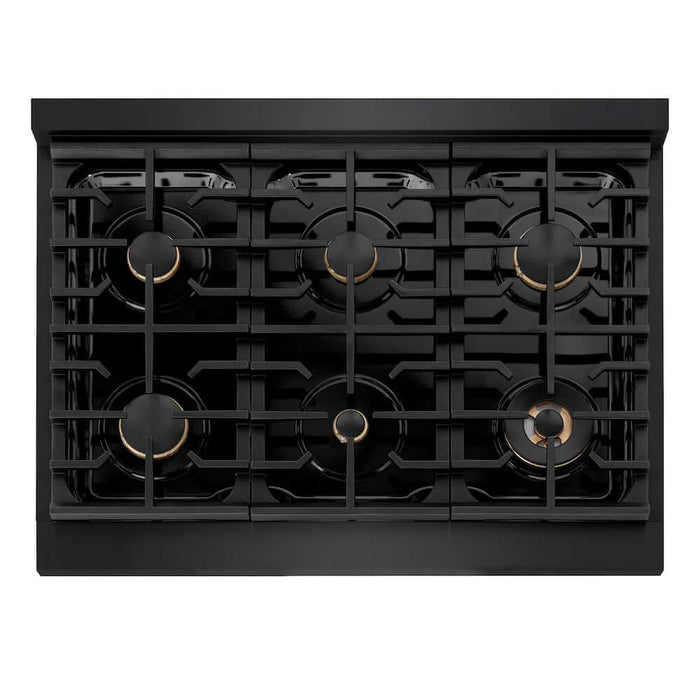 ZLINE 36"Gas Range, Convection Gas Oven, Black, Champagne Bronze,SGRBZ-36-CB